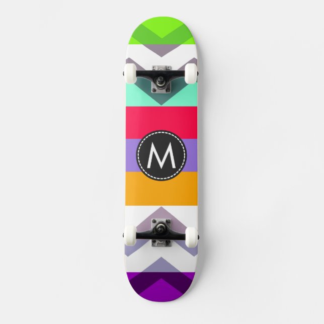 Skateboard Rayas de Chevron Chic de Moda Patrón #8 (Anverso)