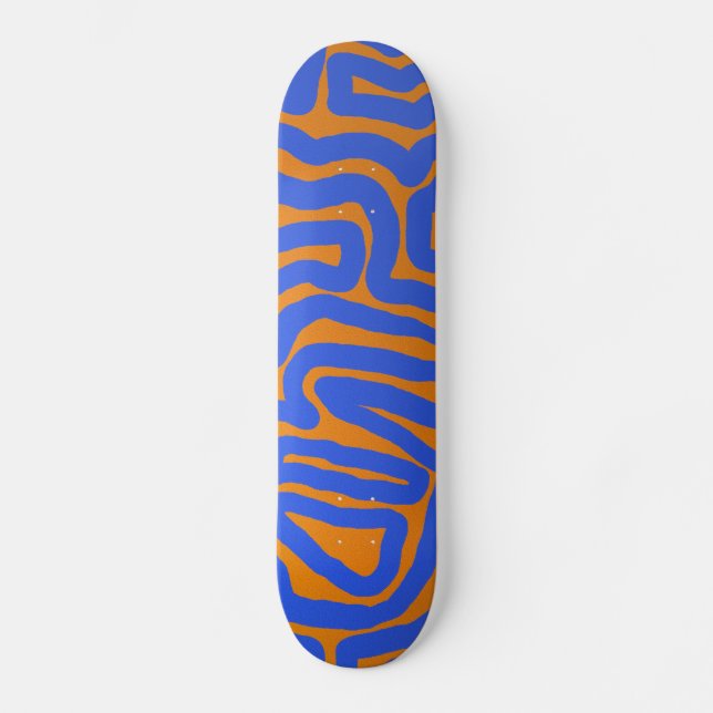 Skateboard rayas de fantasía azul naranja (Anverso)