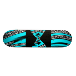 Skateboard Rayas del purpurina de la cebra de las azules