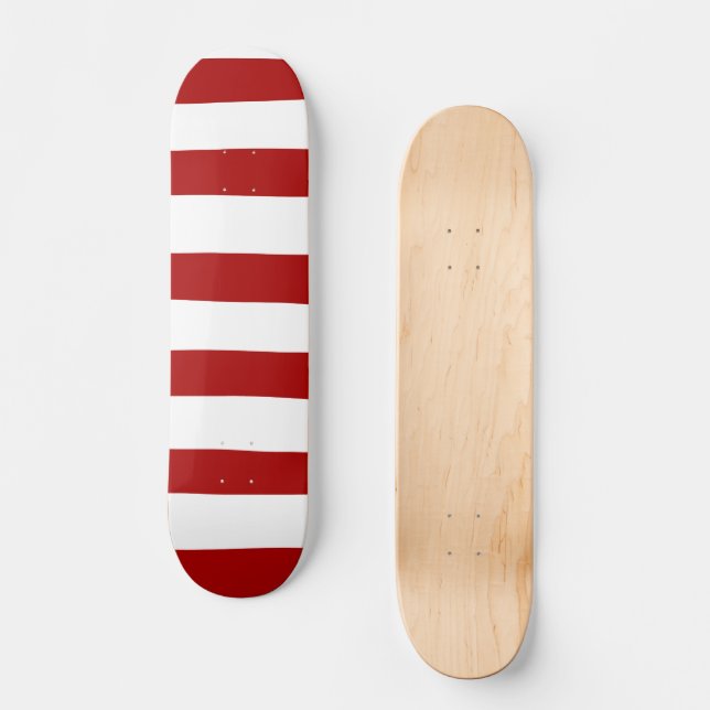 Skateboard Rayas desiguales en rojo y blanco (Anverso)