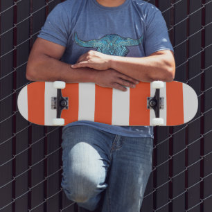 Skateboard Rayas Desiguales - Naranja y Blanco