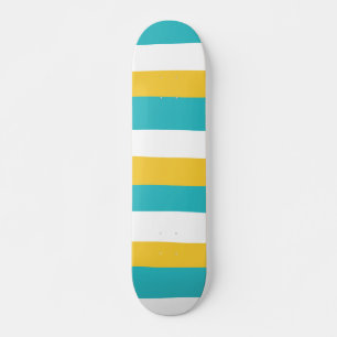 Skateboard Rayas Desiguales - Turquesa y Amarillo