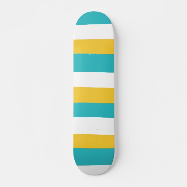 Skateboard Rayas Desiguales - Turquesa y Amarillo (Anverso )
