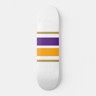 Skateboard Rayas Doradas Amarillas Purpura Audaces Sobre Blan