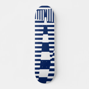 Skateboard Rayas en franjas en azul y blanco