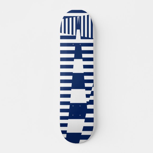 Skateboard Rayas en franjas en azul y blanco (Anverso )