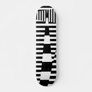 Skateboard Rayas en franjas en blanco y negro