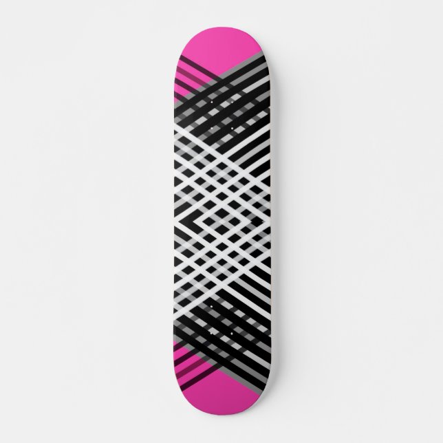 Skateboard Rayas entrelazadas en blanco y negro y gris sobre  (Anverso )