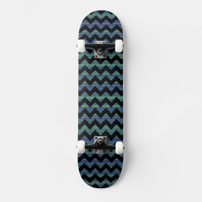 Skateboard rayas frescas de chevron (Anverso)