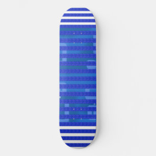 Skateboard Rayas Geométricas Blancas Azules Frías