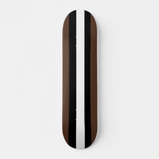 Skateboard Rayas marrones, negras y blancas (Anverso )