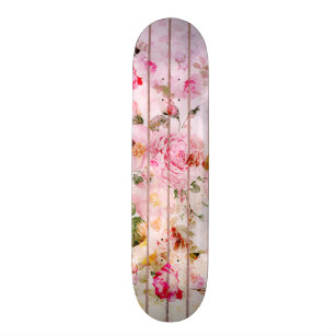Skateboard Rayas modernas florales de la acuarela coralina