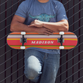 Skateboard Rayas Modernas Frías Nombre Personalizado Personal