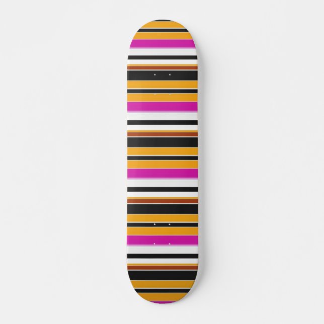 Skateboard Rayas naranjas negras lindas (Anverso )