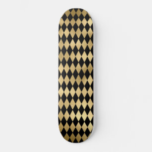 Skateboard Rayas Negras y Doradas Patrón de Rayas Estilo Míni