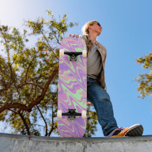 Skateboard Rayas onduladas coloridas y atrevidas de Groovy Re