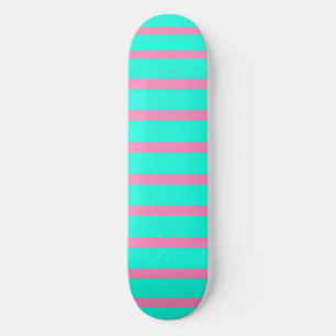 Skateboard Rayas Pastel Turquesa Azul-Verde Y Rosa