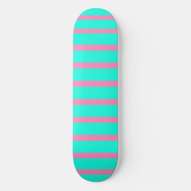 Skateboard Rayas Pastel Turquesa Azul-Verde Y Rosa (Anverso)