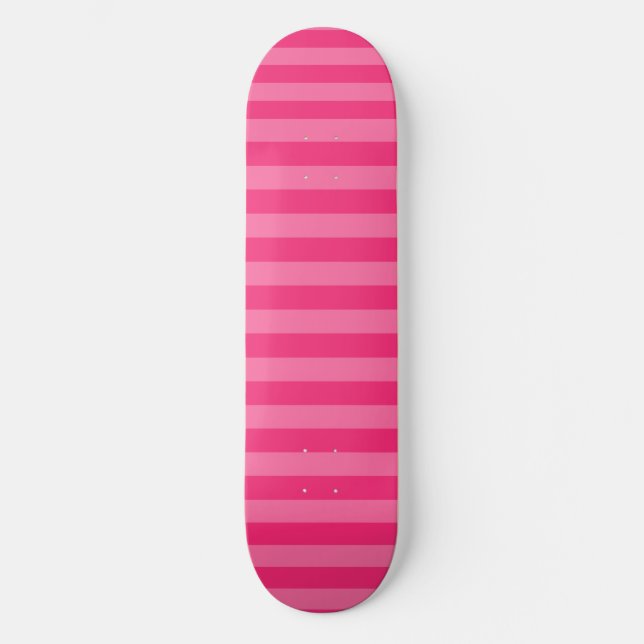 Skateboard Rayas rosa claro y rosadas calientes (Anverso)