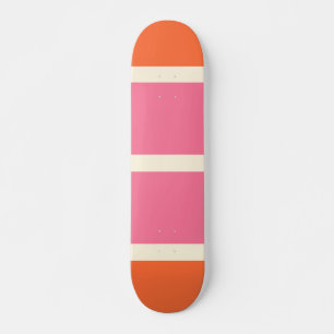 Skateboard Rayas Simples en Rosa, Naranja y Crema