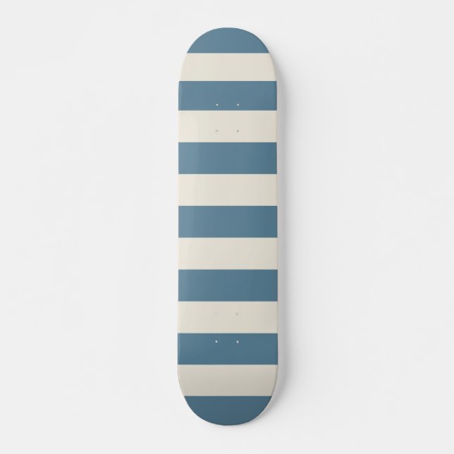 Skateboard Rayas Verticales Azules y Crema (Anverso )
