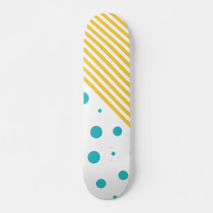 Skateboard Rayas y puntos - turquesa y amarilla