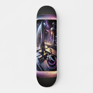Skateboard "Raygun Gothic Futuritic Cityscape Deck"