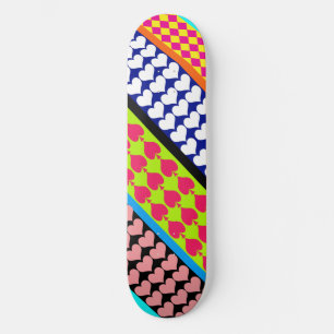 Skateboard Rayos Corazones Diamantes Diseño Mezclado Boho