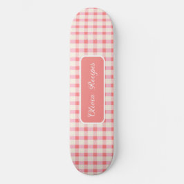 Skateboard Recetas de Gingham Rosa Rubor Cuadros Femenino Lin