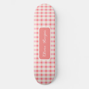 Skateboard Recetas de Gingham Rosa Rubor Cuadros Femenino Lin