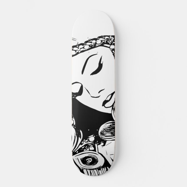 Skateboard Recuerdos Resumen Mujer Surreal Arte original (Anverso)
