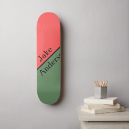 Skateboard Red and Green 45 Degrees Minimalist