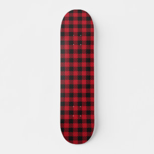 Skateboard Red Black Buffalo Square Plaid Pattern 1