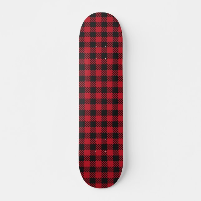 Skateboard Red Black Buffalo Square Plaid Pattern 1 (Anverso )