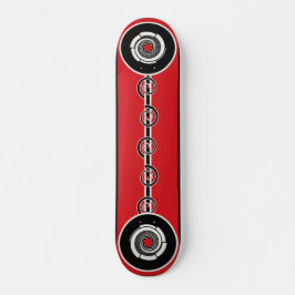 Skateboard Red Black Geometric Spiral