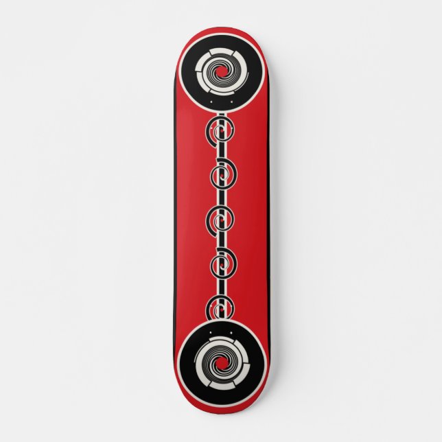 Skateboard Red Black Geometric Spiral (Anverso )