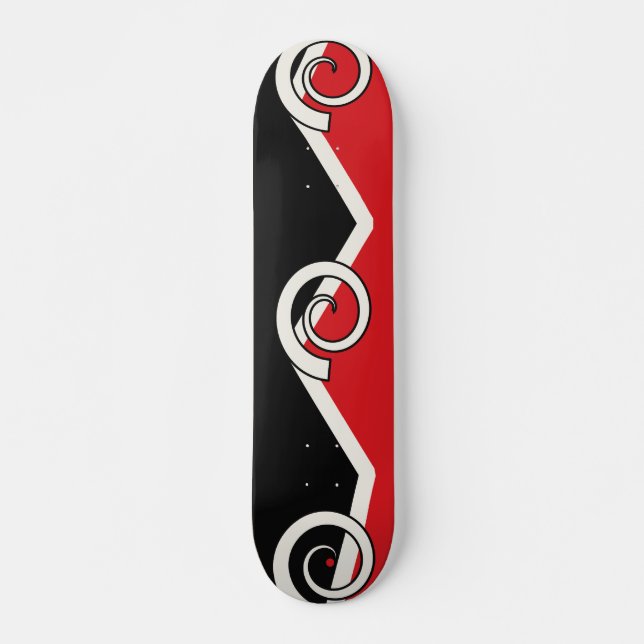Skateboard Red Black White Geometric Spiral (Anverso )