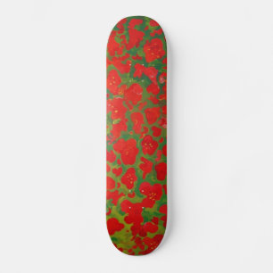 Skateboard Red Flowers