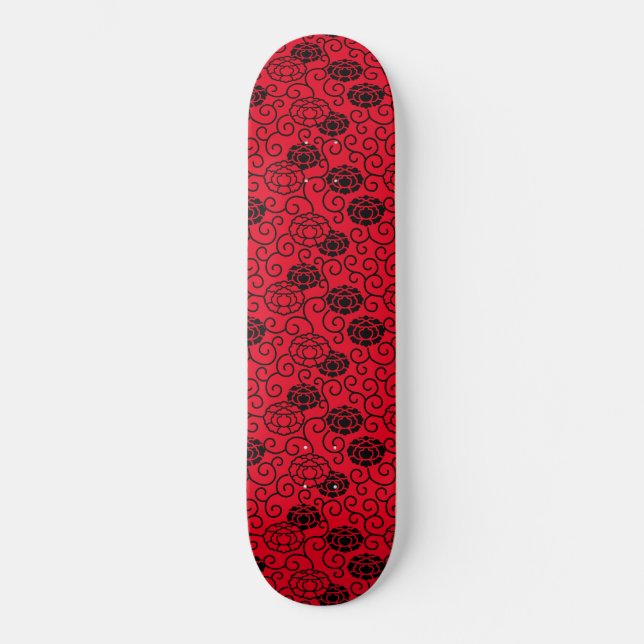 Skateboard Red Peonies (Anverso)