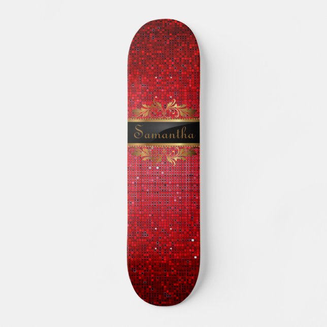 Skateboard Red Purpurina Sequin Disco Glitz Comp (Anverso)