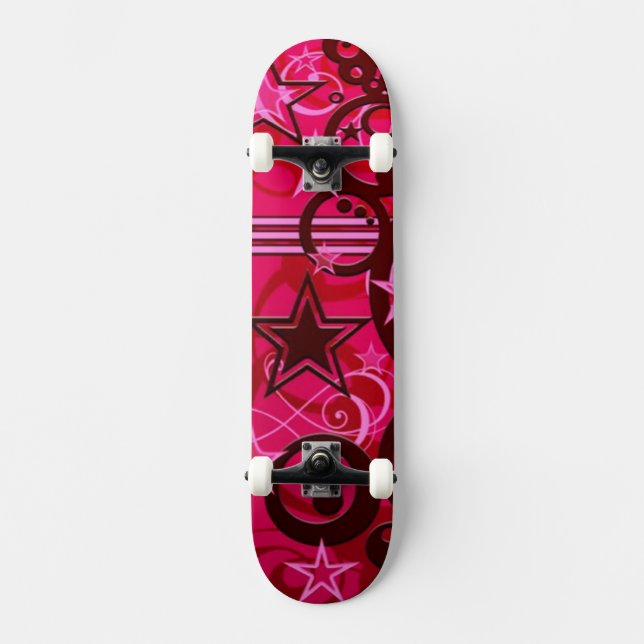 Skateboard Red Swirls y Stars (Anverso)