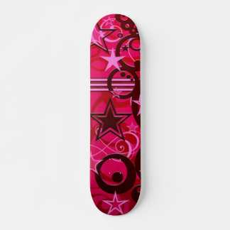 Skateboard Red Swirls y Stars