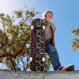 Skateboard Red & White Spiral Pattern