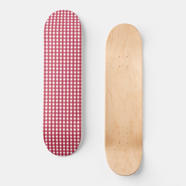 Skateboard Red y White Gingham Plaid (Anverso )