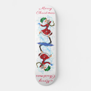 Skateboard Regalo de patinaje para navidades Snowman y danza
