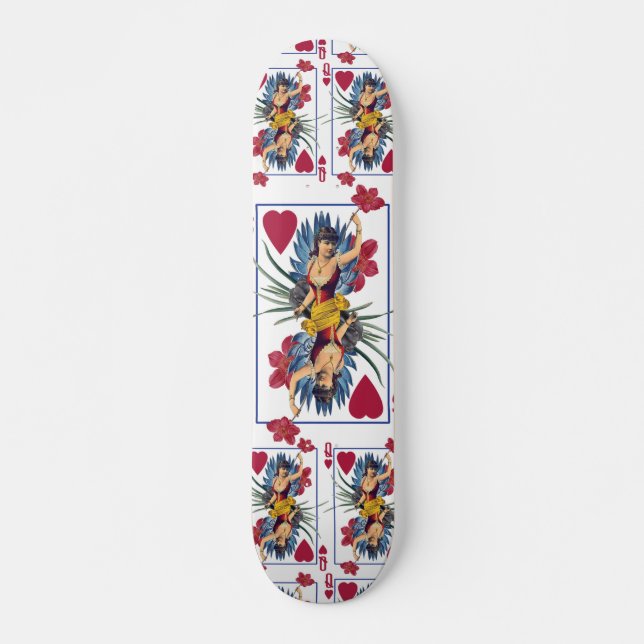 Skateboard Reina de Corazones y Flores (Anverso )