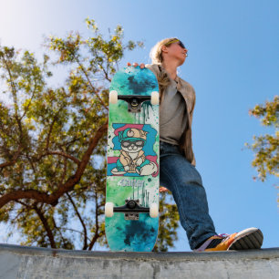 Skateboard Relajado Street Retro Cat Divertido