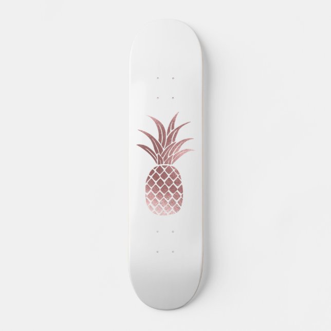 Skateboard Relieve metalizado dorado Rosa Pineapple Skateboar (Anverso)