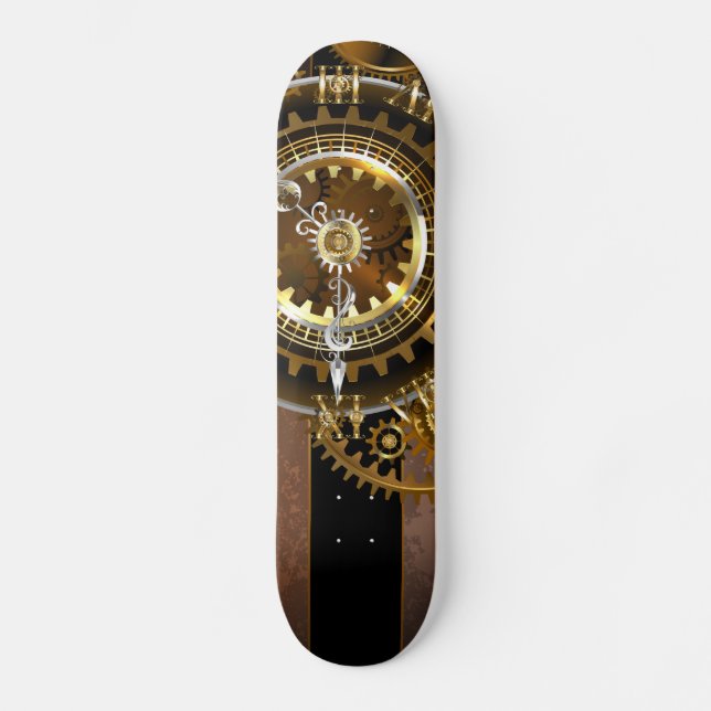 Skateboard Reloj de vapor con engranajes antiguos (Anverso)