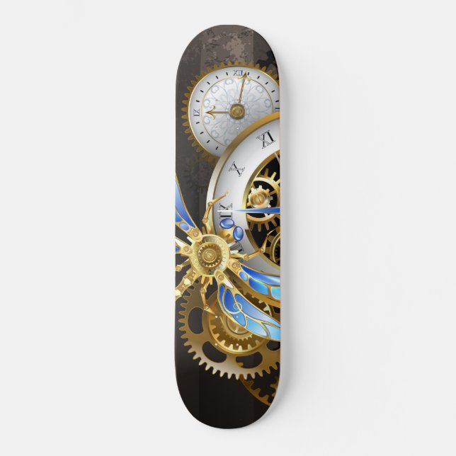 Skateboard Reloj de vapor con libélula mecánica (Anverso)